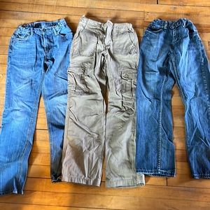Boys Jeans Pants Khakis Lot of three pair Adjustable waist size 14 Gap Cherokee
